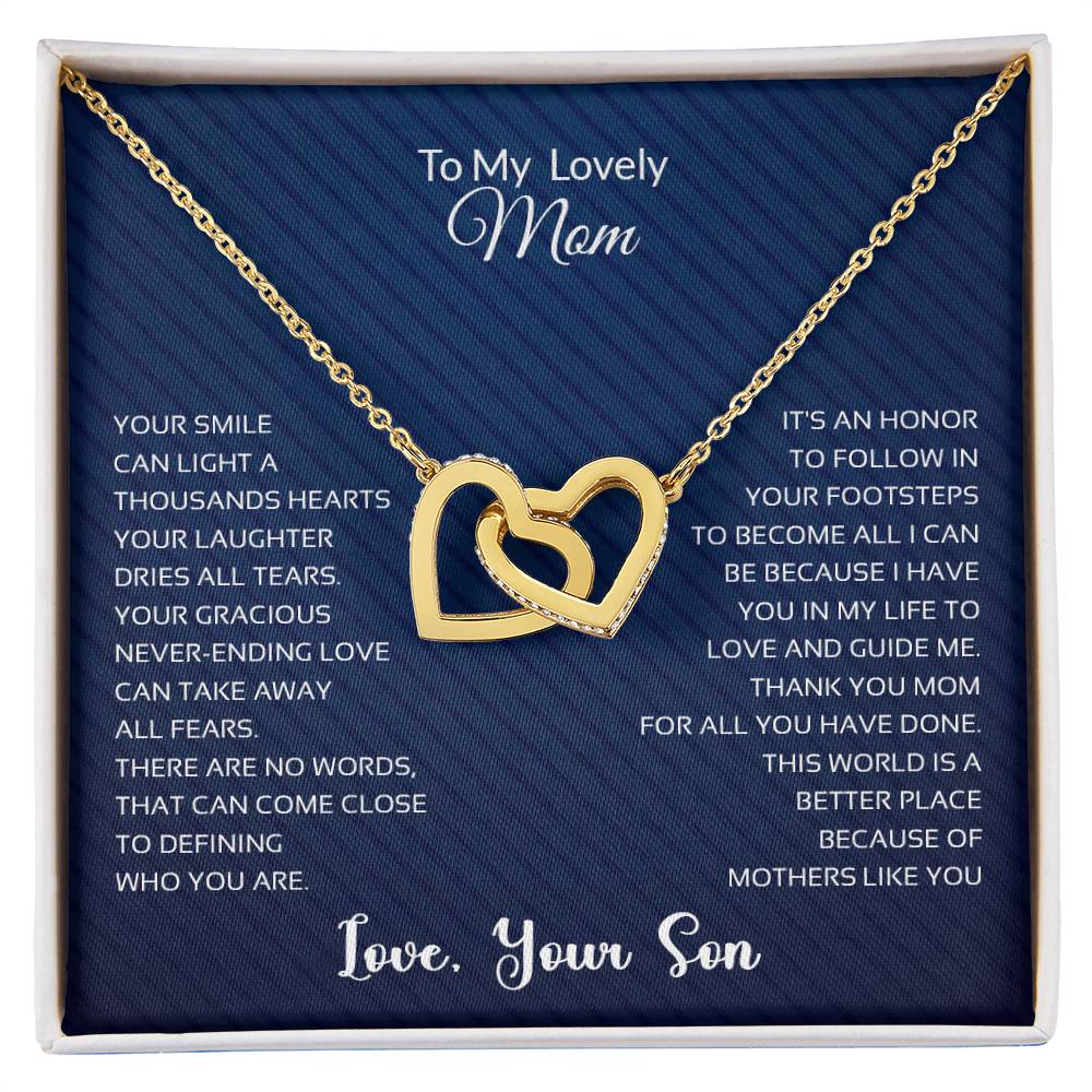 To My Lovely Mom | Thank You - Interlocking Hearts necklace