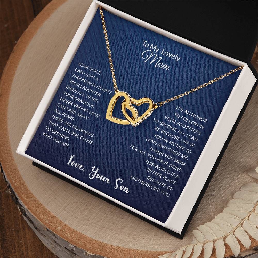 To My Lovely Mom | Thank You - Interlocking Hearts necklace