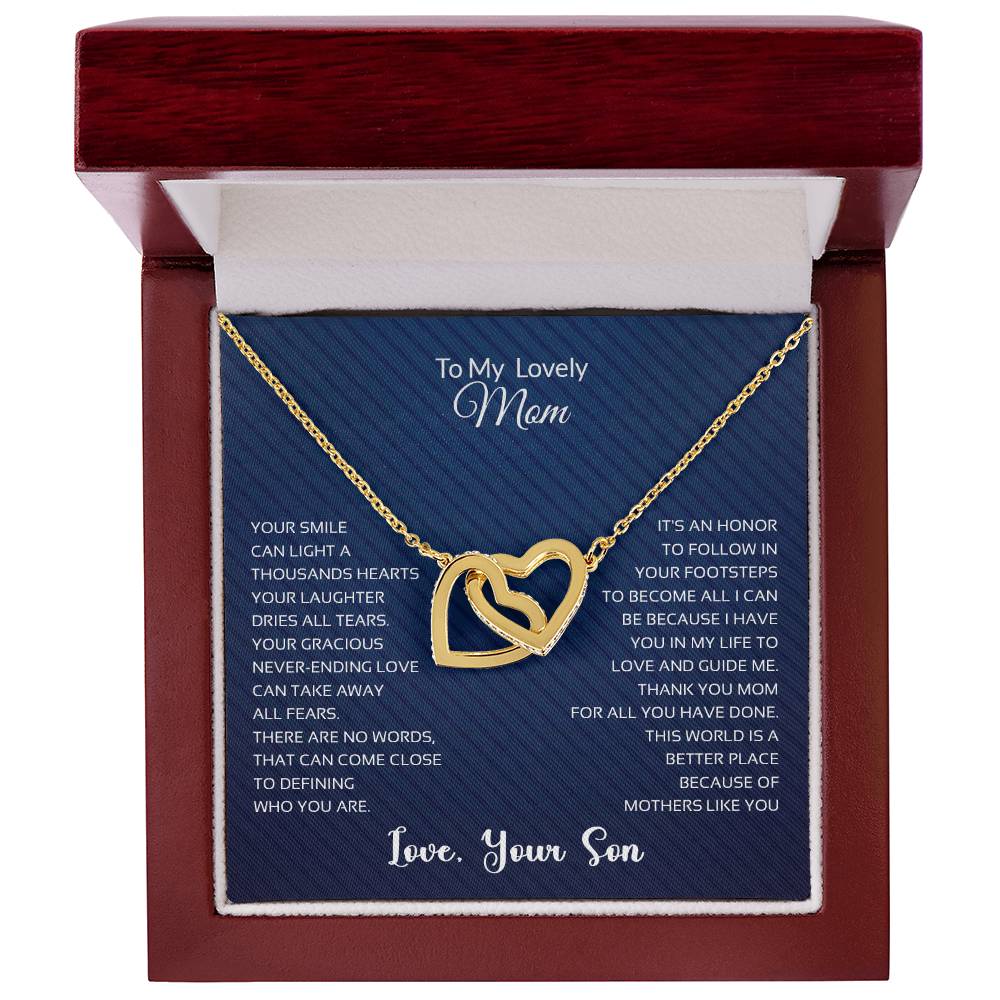 To My Lovely Mom | Thank You - Interlocking Hearts necklace