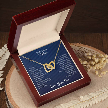 To My Lovely Mom | Thank You - Interlocking Hearts necklace