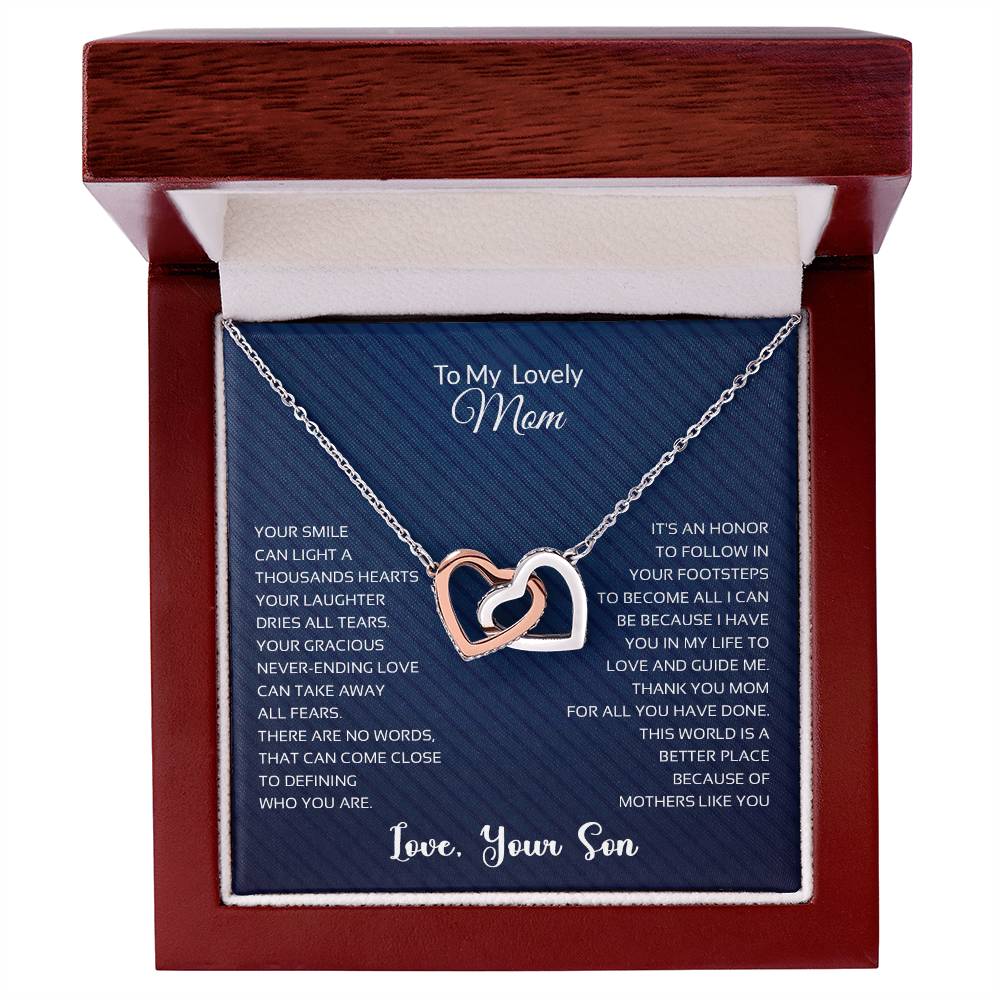 To My Lovely Mom | Thank You - Interlocking Hearts necklace