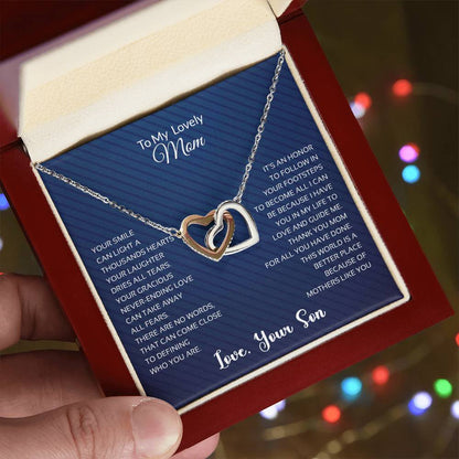 To My Lovely Mom | Thank You - Interlocking Hearts necklace